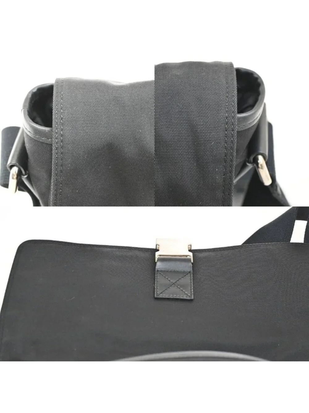 Gucci Sherry Line Messenger Bag Black Canvas Leather